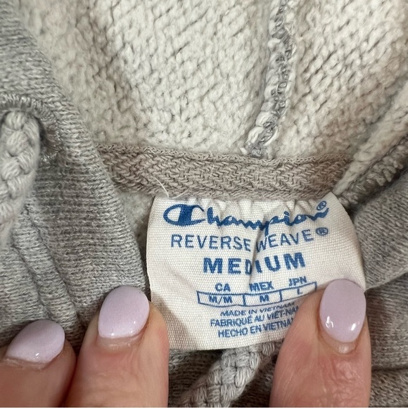 Champion Gray and White Crop Wisconsin Hoodie size medium - Picture 6 of 9